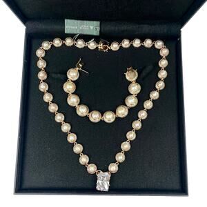 Eddie Borgo Freshwater Pearl Necklace & Bracelet 2pc Set Rose Gold